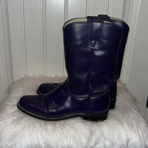 Dark indigo unique purple vintage leather pull on boot cowgirl cowboy size 7.5M